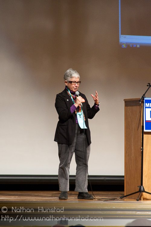 Representative Phyllis Kahn addresses the SD59 convention after